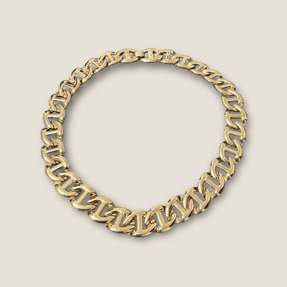 Gold-Tone Vintage Estate Buckle Link Chain Necklace 18 Inches